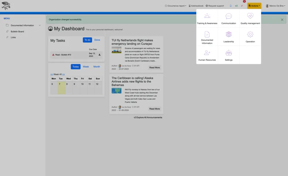 Screenshot van het SolidQMS kwaliteitsmanagementsysteem